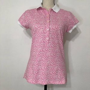 Lilly Pulitzer Pink Cotton Floral Polo Shirt Top Small